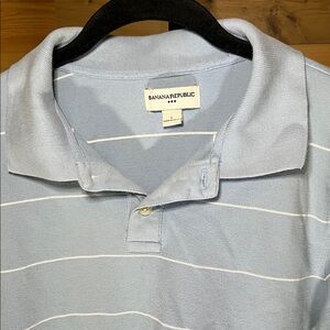 Banana Republic Sky Blue Polo with White Stripes